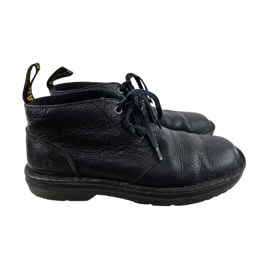 Dr. Martens Sussex Bear Track Black Leather Slip Resistant Boots Mens 9 Ankle